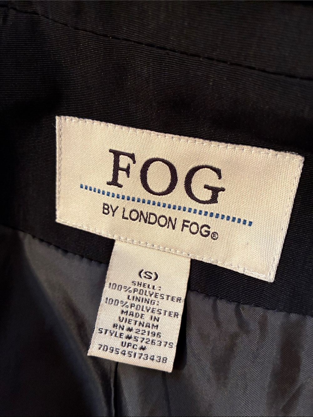 FOG by London Fog Classic Black Trench Coat with Belt - S - Picture 10 of 11